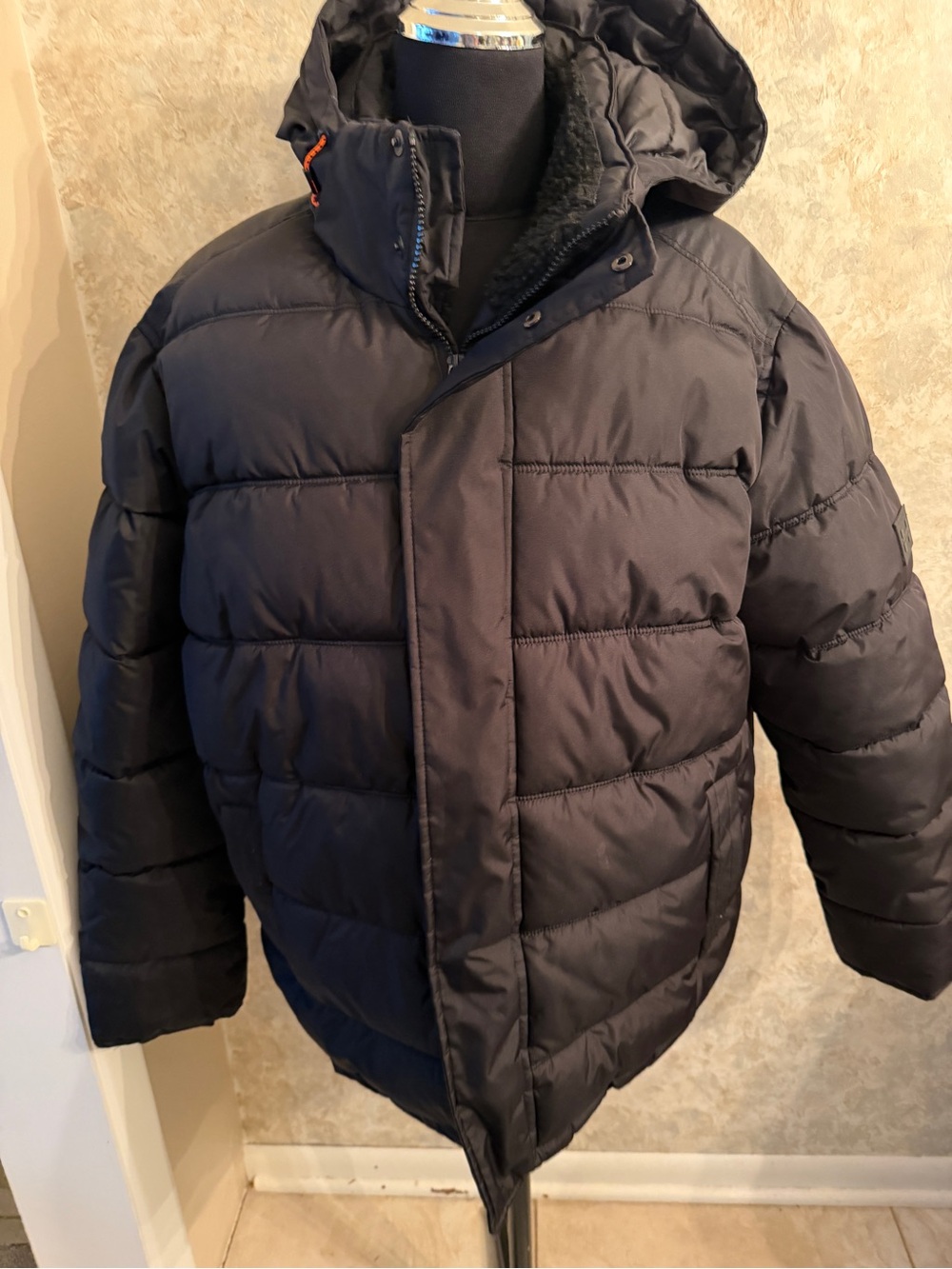 Hawke and co Men's Black Quilted Hooded Winter Jacket